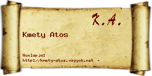 Kmety Atos névjegykártya
